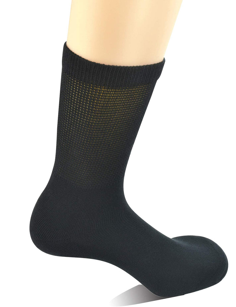 [Australia] - Yomandamor Men's 4 Pairs Cotton Seamless Diabetic Crew Socks with Non-binding Top 10-13 4 Pairs Black 