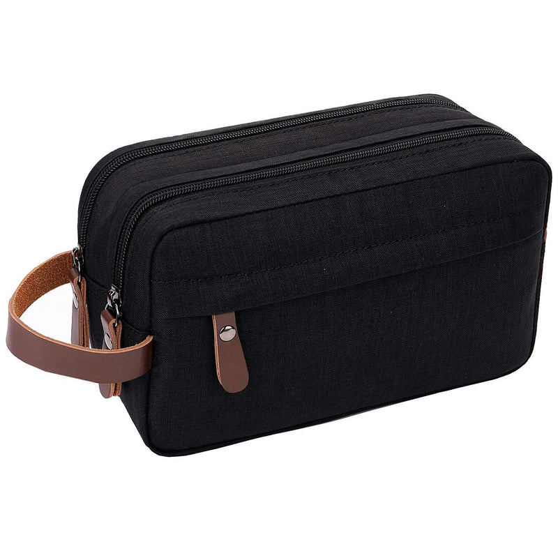 [Australia] - Mens Toiletry Bag Dopp Kit Travel Bathroom Bag Waterproof Shaving Shower Cosmetic Organizer (Black) Black 