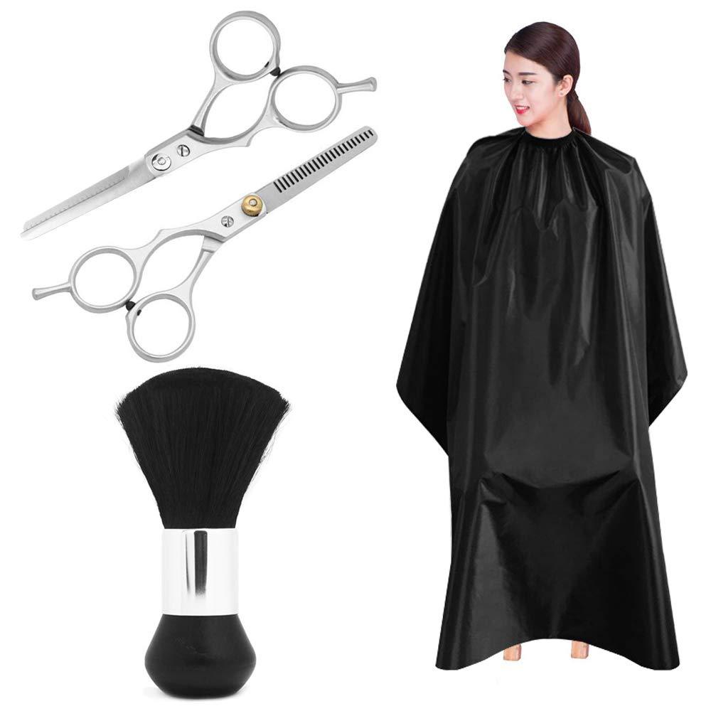 [Australia] - Professional Hair Cutting Scissors Set, SourceTon Light Weight Extra Long Cape (55 inch X 47 inch ), Neck Duster Brush, Straight & Teeth Scissors, Perfect for Barbershop and Salon 