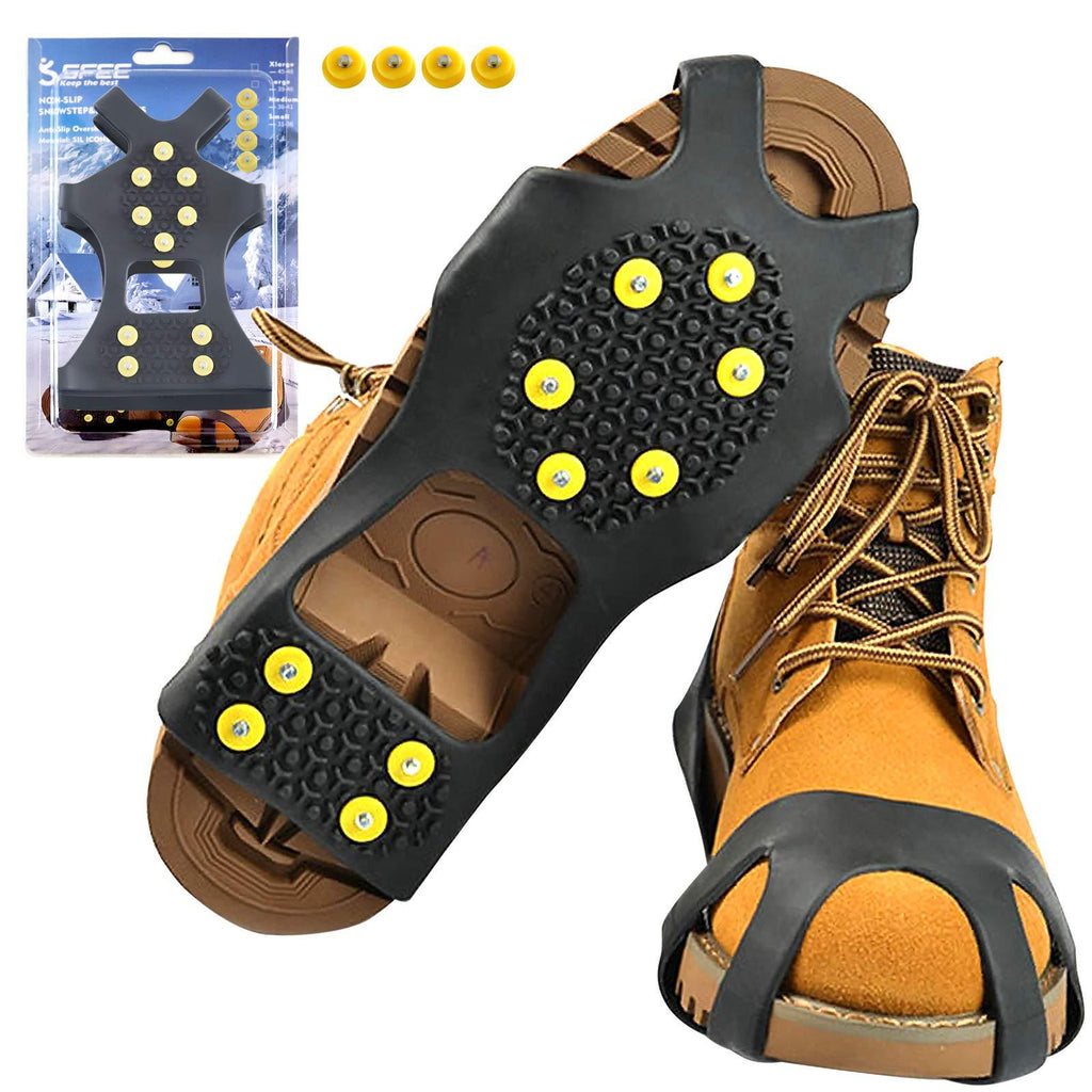 [Australia] - Sfee Ice Snow Grips Crampons Traction Cleats Spikes 19 Spikes for Women Men,Anti Slip Stainless Steel Chain Flexible Footwear for Walking Climbing Hiking Fishing Outdoor Black Small - (Women(5-7)/Men(3-5)/EU:31-36) 