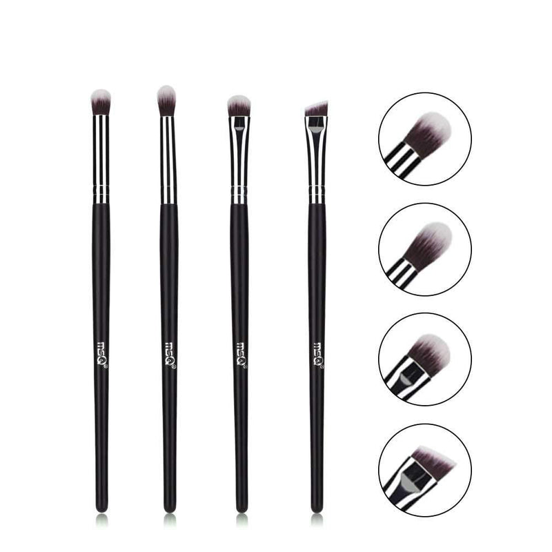 [Australia] - MSQ Eyeshadow Brushes Set 4pcs Makeup Eye Brushes Eyeshadow Blending Brush Eyebrow Highlighter Brush Beauty Brushes - Black 