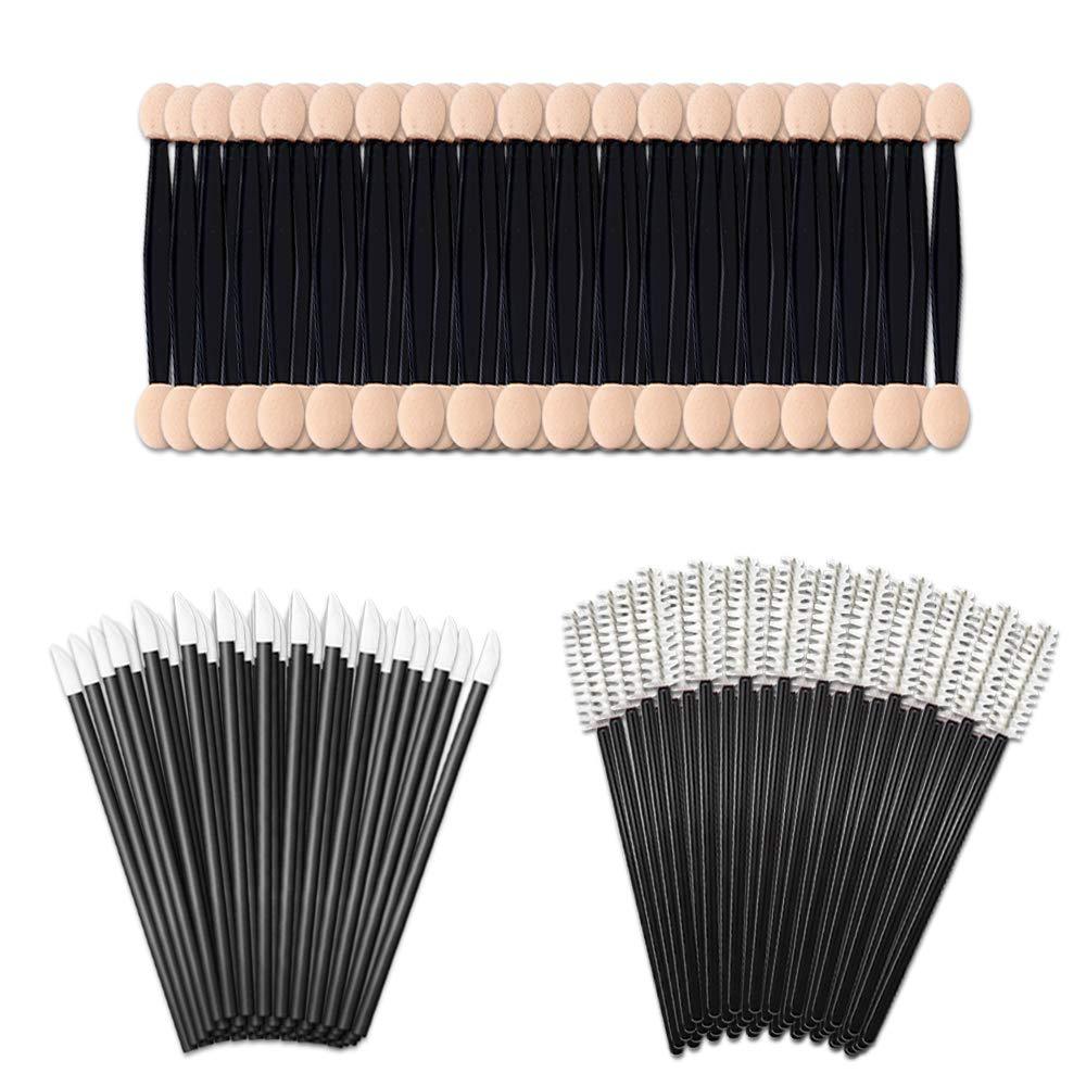 [Australia] - Set of 150 Makeup Applicators (Mascara Wands, Lipstick Applicators, Eye Shadow Sponge), DaKuan 50 PCS Disposable Dual Sides Eye Shadow Sponge, 50 PCS Lip Brush, 50 PCS Eyelash Mascara Brush 