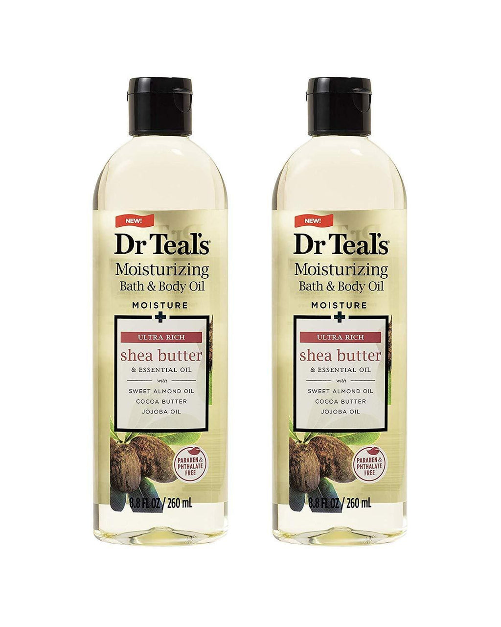 [Australia] - Dr. Teal's Moisture + Ultra Rich Shea Butter & Essential Oil Moisturizing Bath & Body Oil 8.8oz Pack of 2 