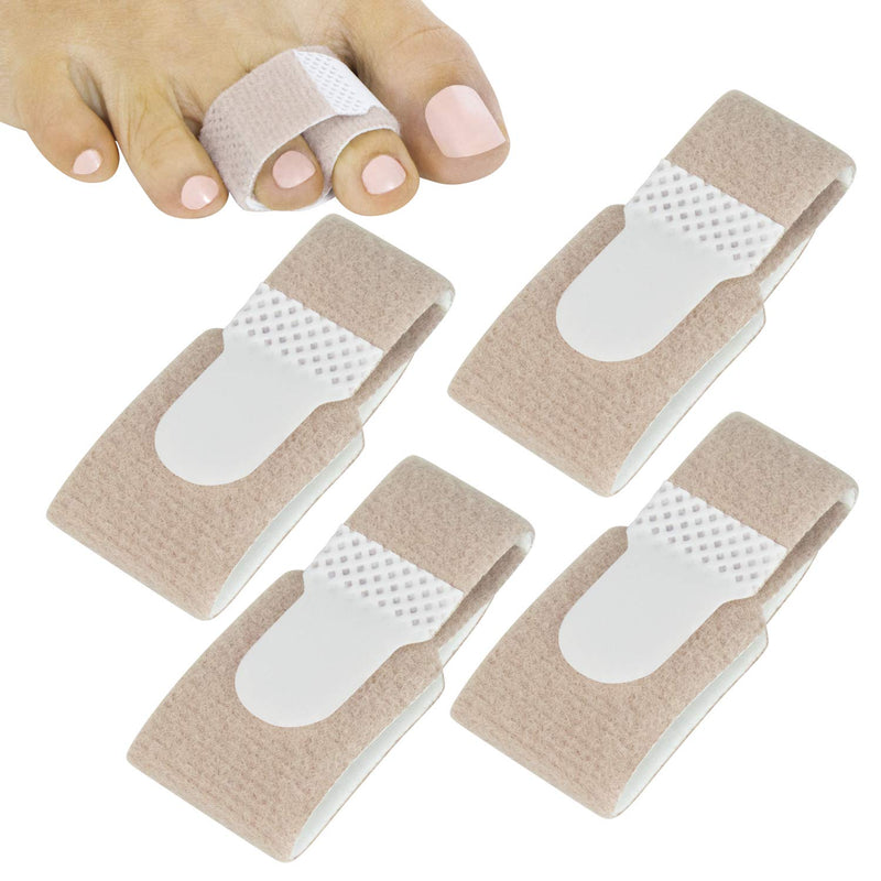 [Australia] - ViveSole Broken Toe Wrap (4 Pack) - Hammer Toe Corrector - Compression Cushion for Women, Men and Seniors - Reusable and Soft Big Crooked Toe Splint - Overlapping Pain Relief Separator Bandage 