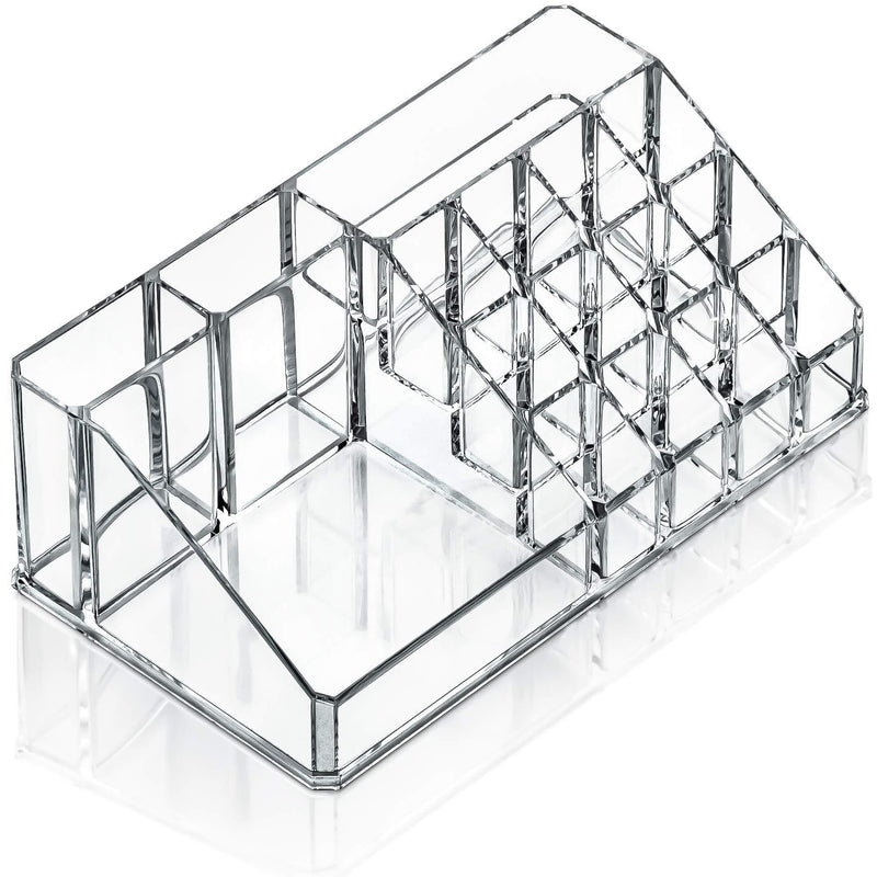 [Australia] - DecorRack Large Acrylic Makeup Organizer Cosmetic Storage Lipstick Brush Holder Clear Compartments for Beauty Accessories, Lipstick Lip Gloss Bathroom Case Display 