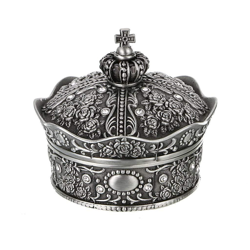 [Australia] - Hipiwe Vintage Jewelry Box, Antique Crown Design Trinket Treasure Chest Storage Organizer,Metal Earrings/Necklace/Ring Holder Case, Keepsake Giftb Box for Girls Women (Small) Small 