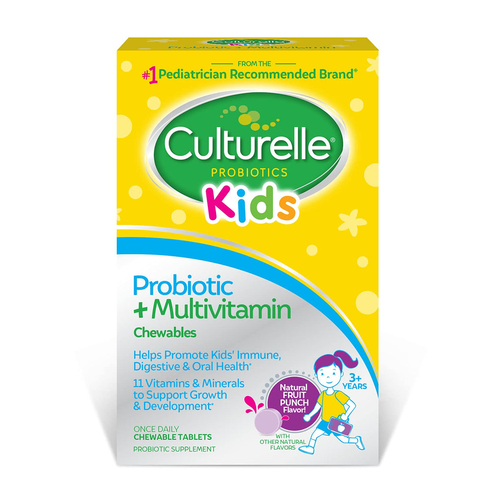 [Australia] - Culturelle Kids Probiotic Plus Complete Multivitamin Chewable, Promotes Immune, Digestive & Oral Health, With 11 Vitamins & Minerals including Vitamins C, D & Zinc, Fruit Punch Flavor, 30 Count 