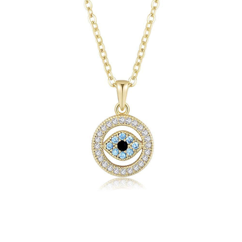 [Australia] - Obidos Evil Eye Pendant Necklace Turkish Rose Gold Turquoise Necklace Lucky Jewelry for Girls and Women Faith Protection Rhinestone Necklace 
