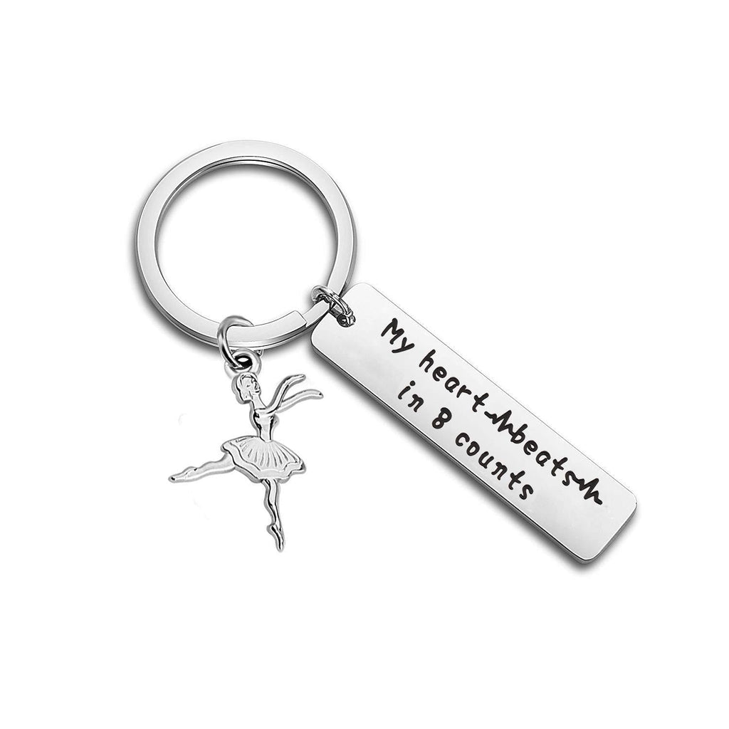 [Australia] - MYOSPARK Dance Keychain My Heart Beats in 8 Counts Ballet Dancer Jewelry Gift for Dance Teacher Mom Team 