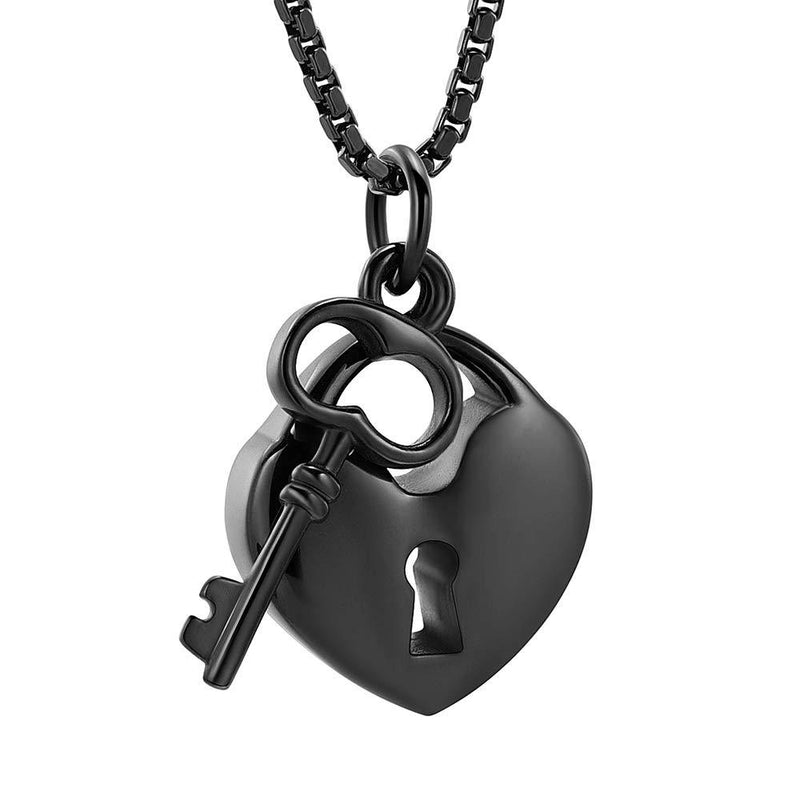 [Australia] - Cremation Jewelry for Ashes Stainless Steel Key To My Heart Urn Necklace Memorial Keepsake Pendant for Ashes Black 