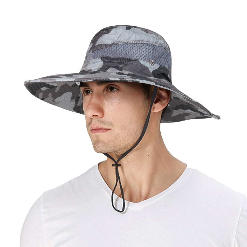 [Australia] - DOCILA Camo Boonie Bucket Hat for Men Women Military Style Outdoor Fishing Safari Hunting Fisherman Sun Caps Grey 