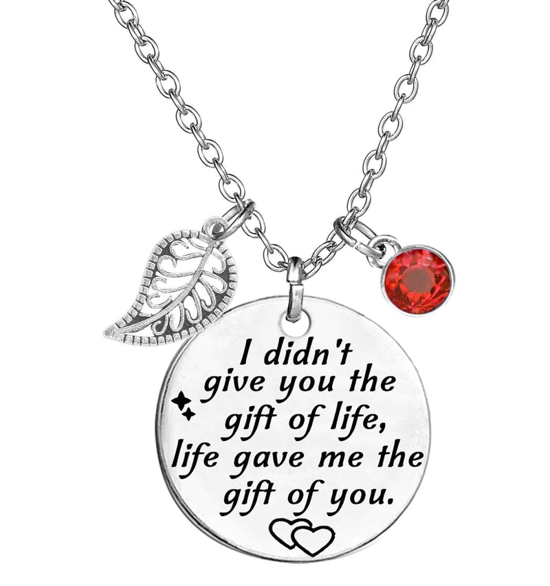 [Australia] - TISDA Stepdaughter Gift,Daughter In Law Gift,I Didn't Give You The Gift of Life, Life Gave Me The Gift of You Necklace Birthstone Pendant White July 