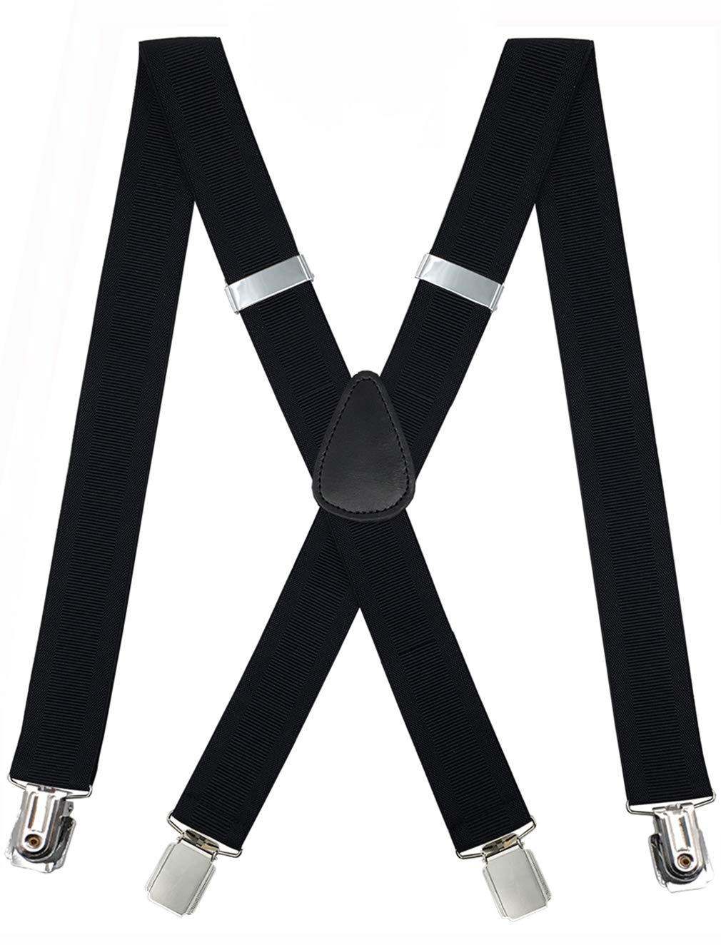 [Australia] - METUUTER Suspenders for Men – Heavy Duty Strong Clips Adjustable Elastic X Back Braces Big and Tall Men's Suspenders Black 