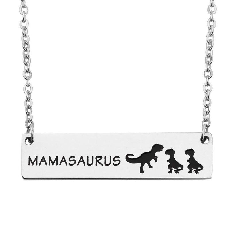 [Australia] - bobauna Mamasaurus And Babysaurus Dinosaur Bar Necklace Sweet Family Jewelry Gift For Mother New Mom mama and 2 babies 