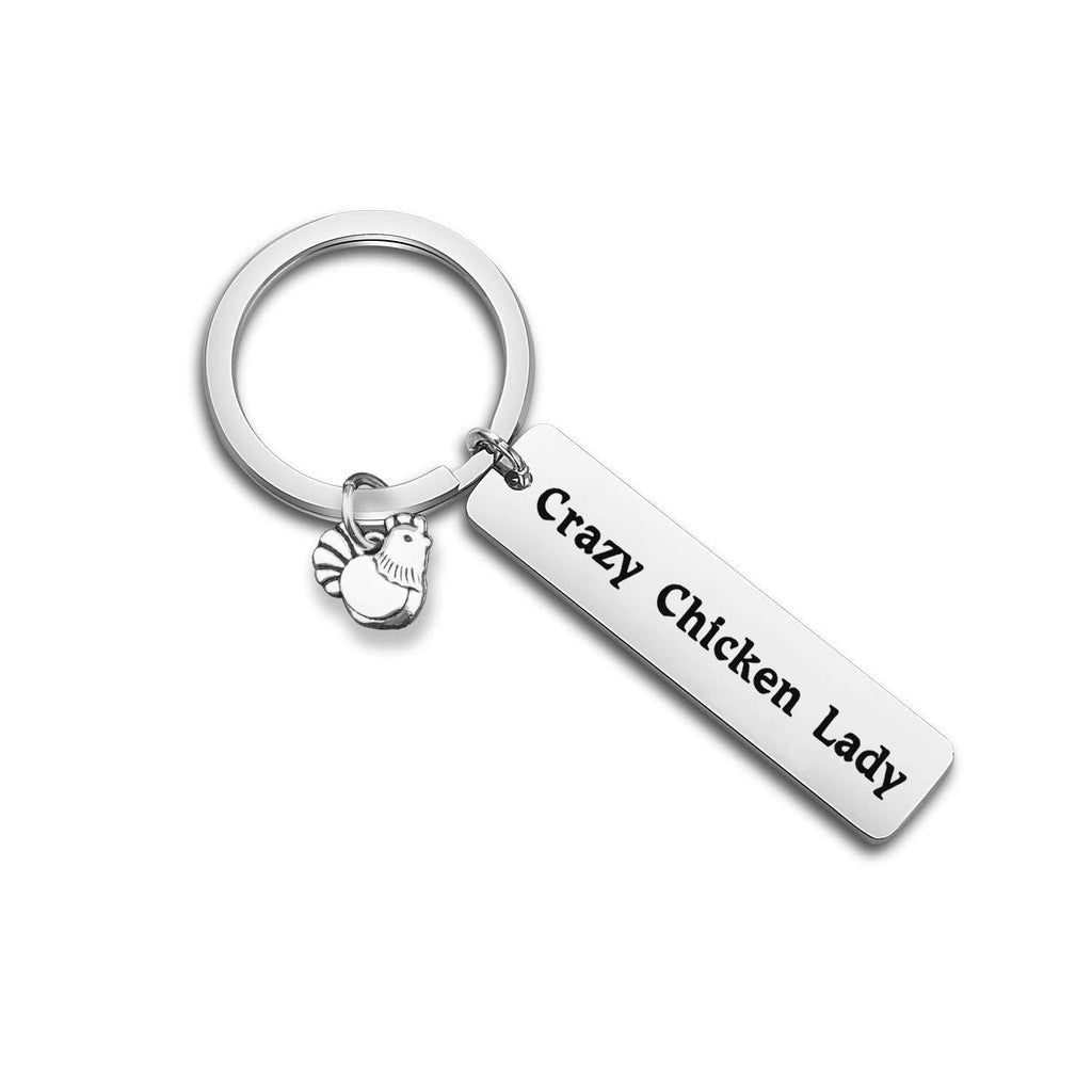 [Australia] - WUSUANED Crazy Chicken Lady Keychain Chicken Lover Gift Country Girl Gift Farm Girl/Wife Gift 