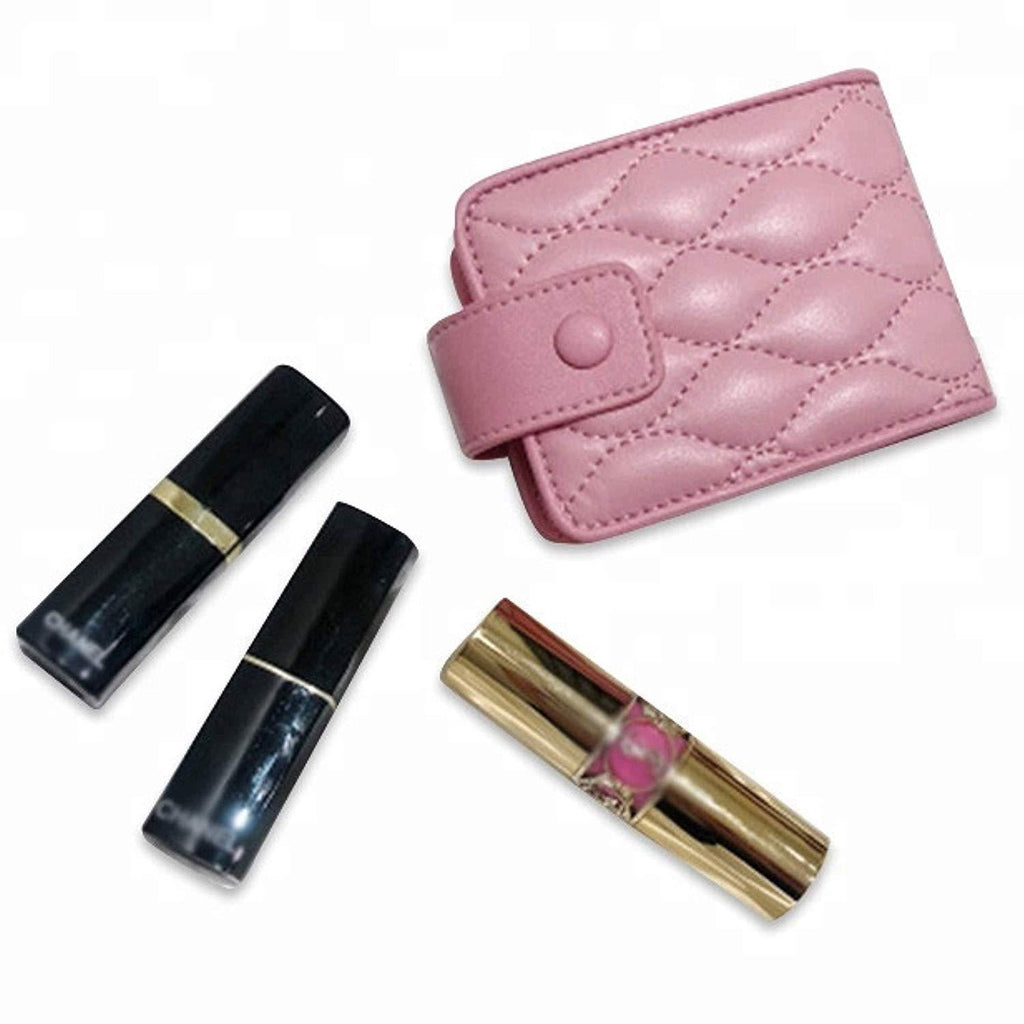 [Australia] - Lipstick Case with Mirror Cute Portable Makeup Bag Cosmetic Pouch takes up to 3 lipstick and lip gloss: Travel size on the go (PINK) PINK 