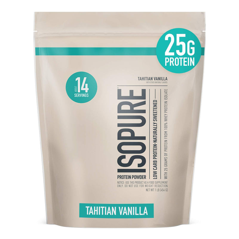 [Australia] - Isopure Protein Powder, Whey Protein Isolate Powder, 25g Protein, Low Carb & Keto Friendly, Naturally Sweetened & Flavored, Flavor: Tahitian Vanilla, 1 Pound 1 Pound (Pack of 1) 