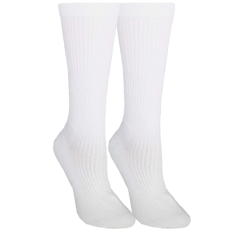 [Australia] - NuVein 15-20 mmHg Medical Compression Socks, Mid Calf Crew Length, Padded Cushion Foot, White, Large Large (1 Pair) 