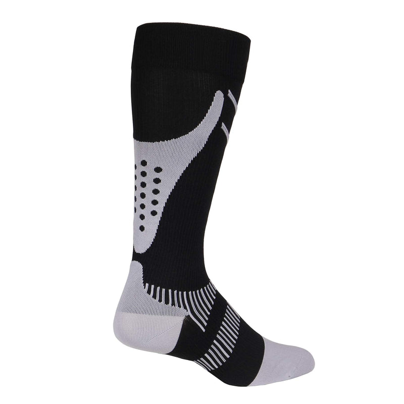 [Australia] - NuVein Compression Socks, 15-20 mmHg Support for Athletic Performance and Medical Recovery, Knee High, Closed Toe, Silver on Black, Large 
