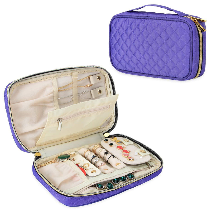 [Australia] - Teamoy Travel Jewelry Organizer, Quilted Jewelry Case for Rings, Necklaces, Earrings, Bracelets and More, Purple-Bag Only Purple Quilted 