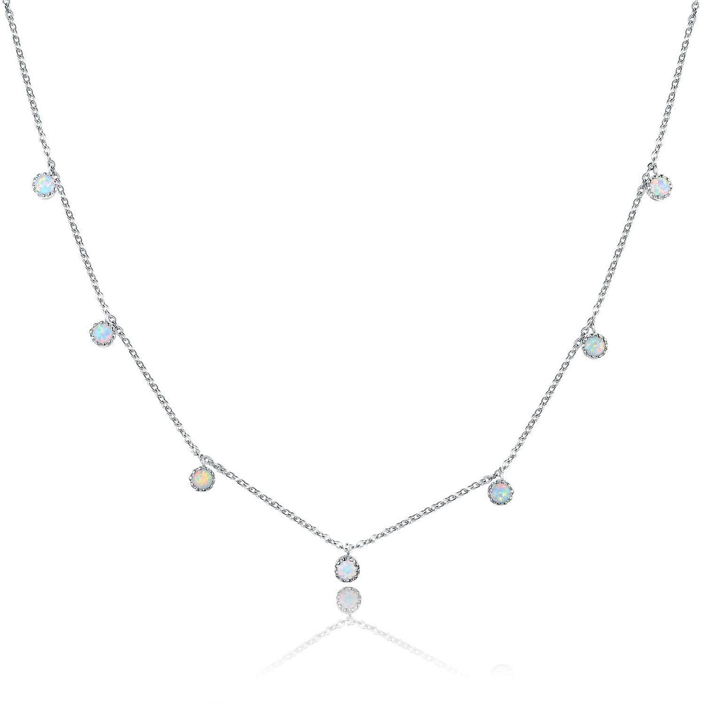 [Australia] - Barzel 18K White Gold & 18K Rose Gold with Created Fire Opal Necklaces 