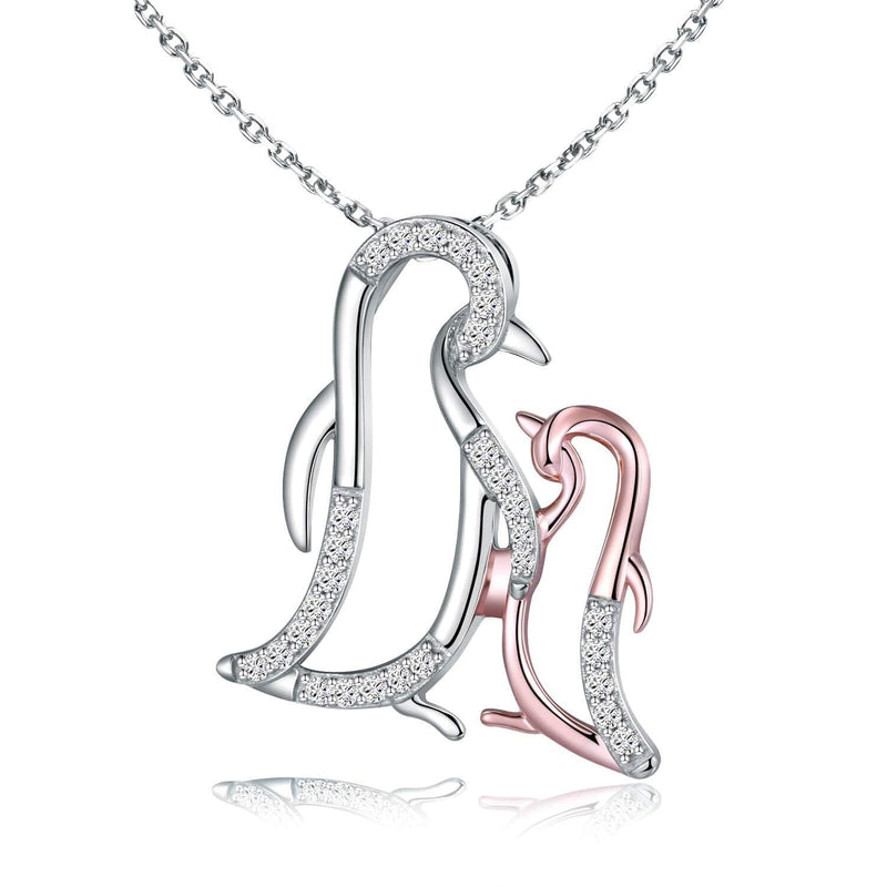 [Australia] - Mother Daughter Love You Mom Infinity Heart Mama Bear Penguin Elephant Swallow Necklace 925 Sterling Silver Birthday Gifts for Mommy Grandmom Girls Jewelry Family Present 