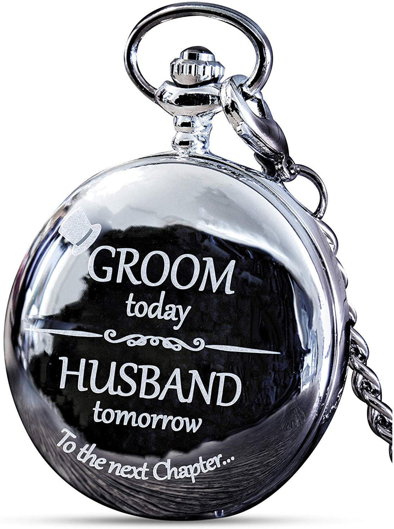 [Australia] - Groom Gifts from Bride - Engraved Groom Pocket Watch - Wedding Gift for Groom on Wedding Day I Gift for Groom from Bride on Wedding Day 