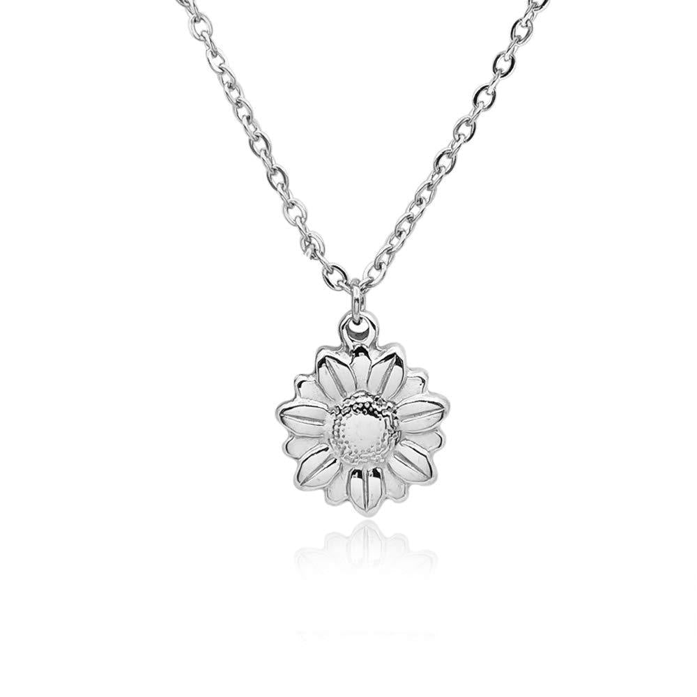 [Australia] - YOUCANDOIT2 Sunflower Garden Flowers Y Necklace Gardener Jewelry Stainless Steel Heart Shaped Initial Letters A-Z Only Flower stainless-steel 