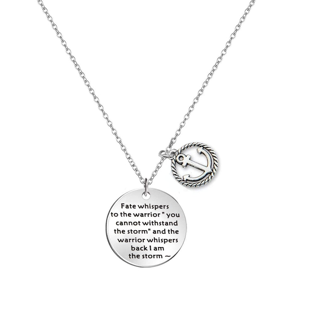 [Australia] - FEELMEM Encouragement Keychain I am The Storm Fate Whispers to The Warrior Keyring Inspirational Jewelry Gift necklace 