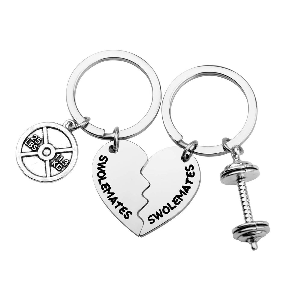 [Australia] - SEIRAA Swolemates Keychain Workout Jewelry Fitness Gift Weightlifting Keychain Fitness Couples Gift Friendship Keychain 