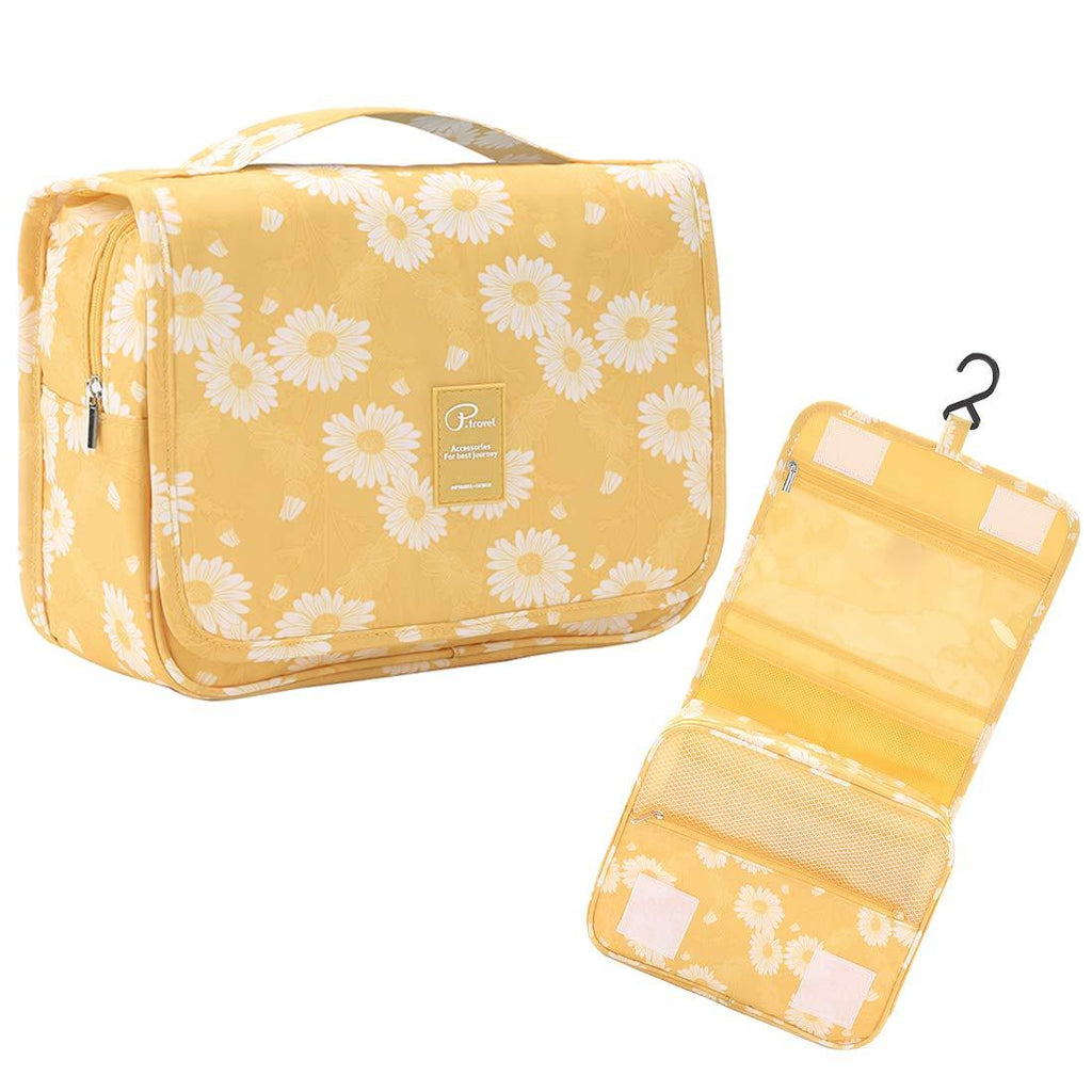 [Australia] - P.travel Portable Cosmetic Bag, Multiple Toiletry Kit, Travel Accessories, Bath and Shower Case Storage, Makeup Organizer for Women and Men, PT-1719 (Yellow Daisy) Yellow Daisy 