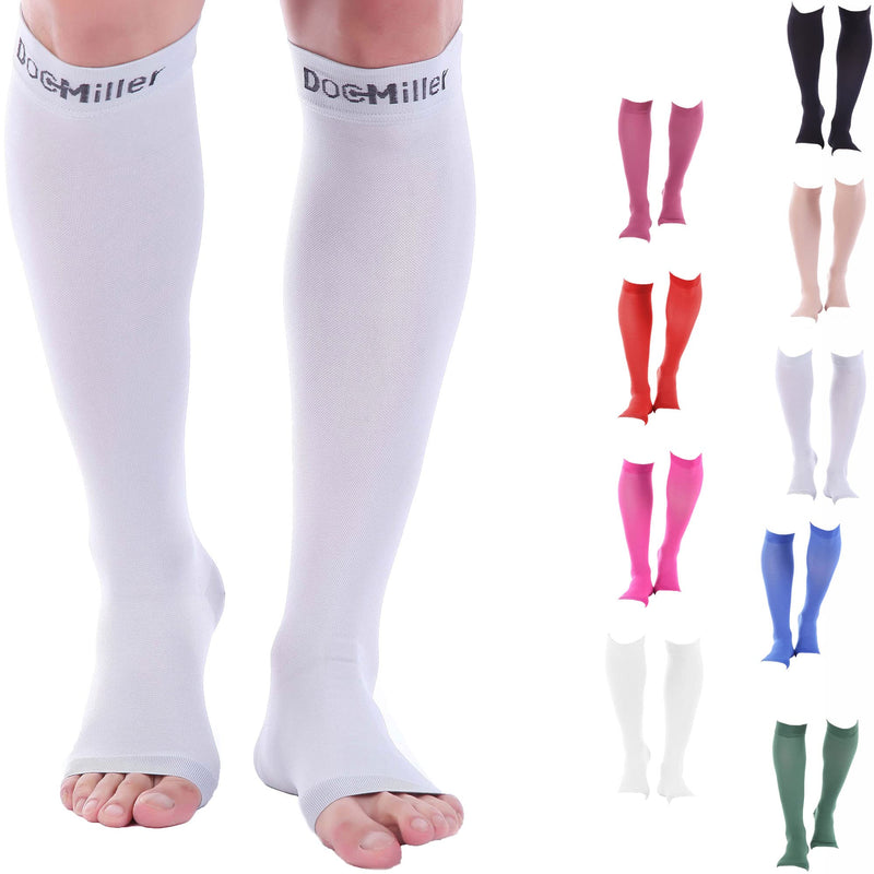 [Australia] - Doc Miller Open Toe Compression Socks 1 Pair 15-20 mmHg Firm Support Gray Large 