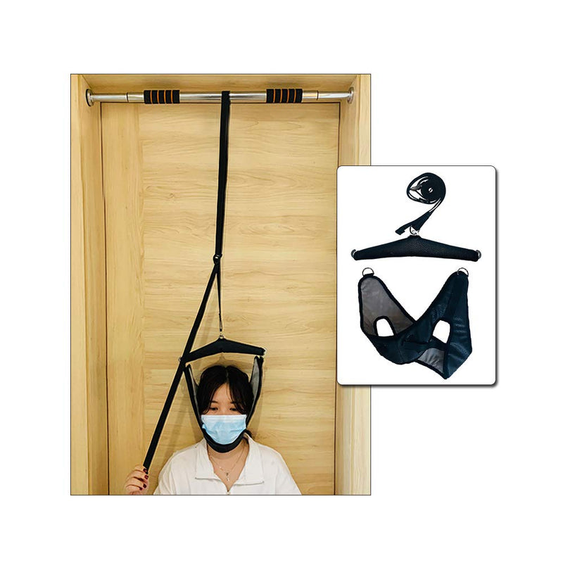 [Australia] - Cervical Neck Traction Device for Home Use Neck Stretcher Hammock Spinal Decompression Over The Door Traction Unit for Neck Tension Pain Relief Head Harness Traction Equipment 