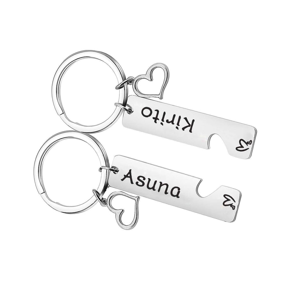 [Australia] - MYOSPARK Kirito and Asuna Couples Keychain Set His and Her Gift for Couple Boyfriend Husband Ausna and Kirito Keychain 