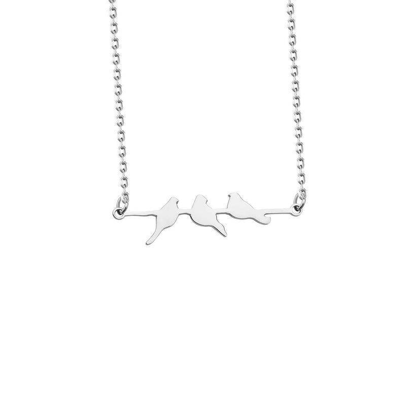 [Australia] - AKTAP Bird Necklace Birds on a Branch Necklace Three Little Birds Inspired Love Bird Jewelry 