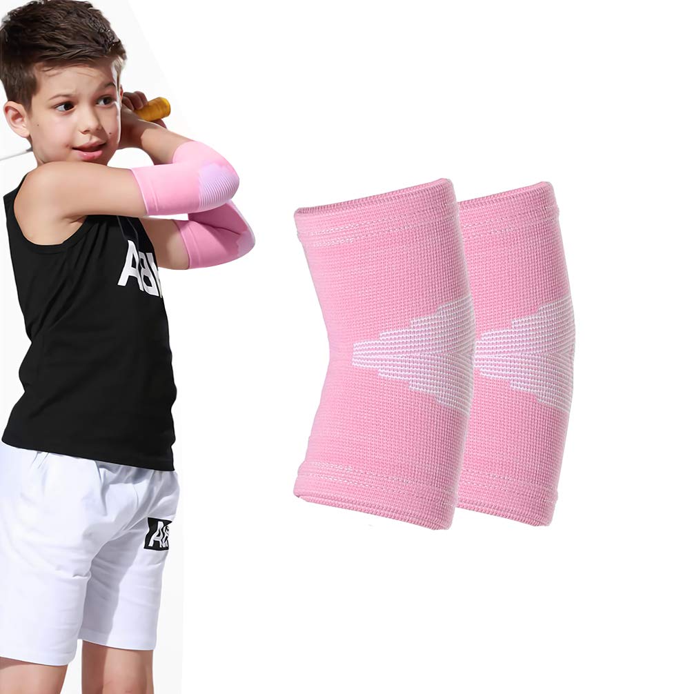 [Australia] - Luwint Kids Knit Elbow Brace Support Compression Arm Protection Sleeves for Volleyball Weightlifting Tennis Tendonitis, 1 Pair (Pink) Pink 