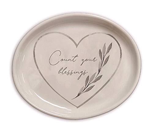 [Australia] - ReLIVE Decorative Expressions 4x6 Ceramic Oval Trinket Jewelry Tray Count Your Blessings 