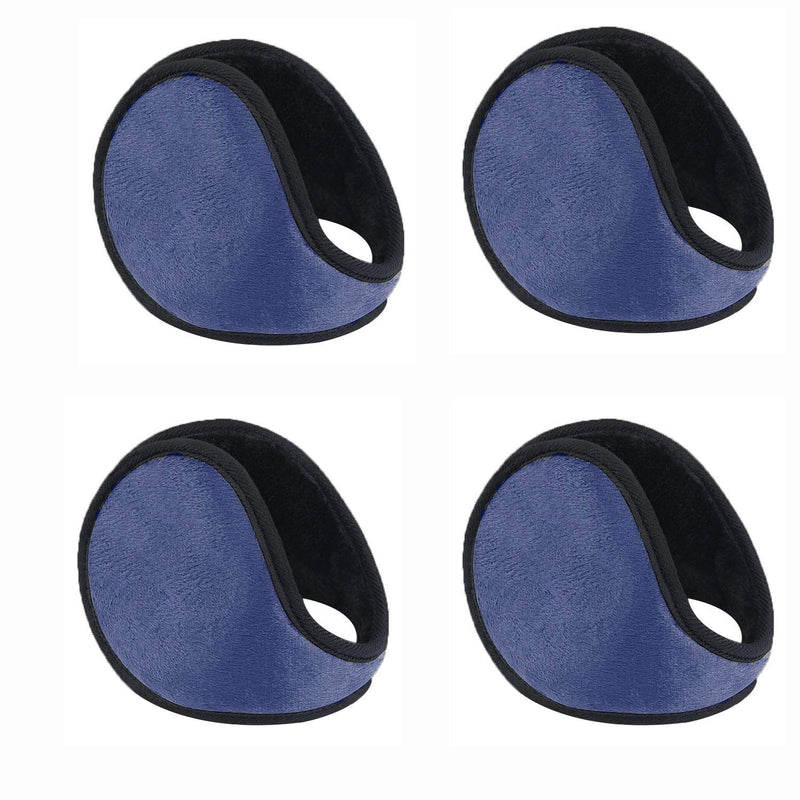 [Australia] - WeiMeet 4 Pieces Unisex Fleece Earmuffs Foldable Earmuffs Winter Outdoor Ear Warmer Men’s Earmuffs Women’s Earmuffs Blue 