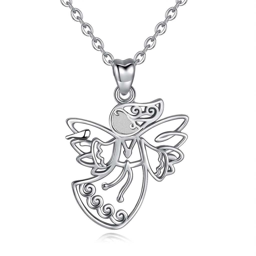 [Australia] - CELESTIA 925 Sterling Silver Memory Elephants Giraffe Angel Necklace, Animals Jewelry for Women Gifts for Her Cute Angel 