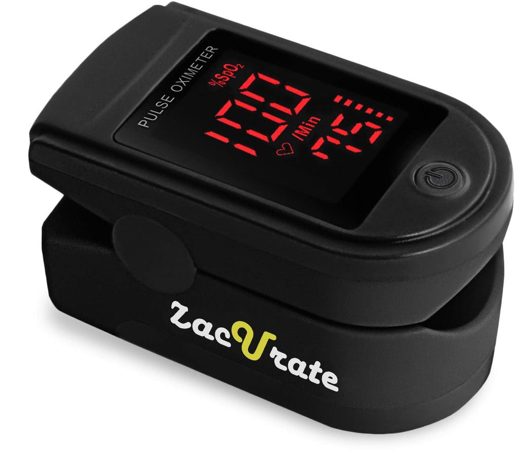 [Australia] - Zacurate Pro Series 500DL Fingertip Pulse Oximeter Blood Oxygen Saturation Monitor with Silicon Cover, Batteries and Lanyard (Royal Black) 
