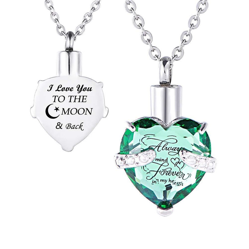 [Australia] - My Dad My Hero My Angel Cremation Jewelry for Ashes Memorial Urn Necklace Pendant Green-I Love you TO THE MOON & Back 