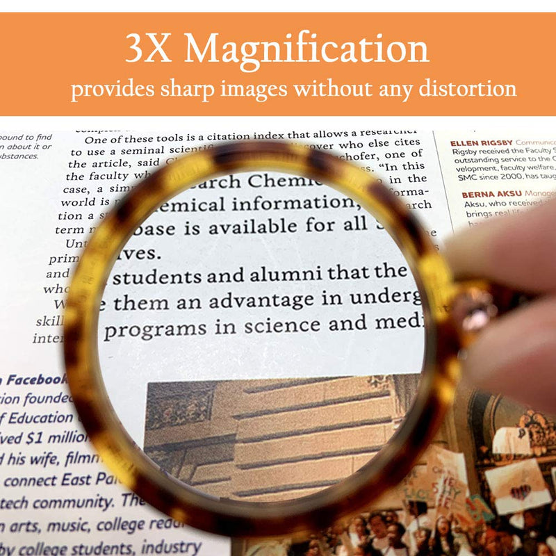 [Australia] - MAGDEPO 3X Pendant Necklace Magnifier Turtle Shell Pattern with 3X Card Lens for Reading Newspaper, Magazine, Map, Hobby, Inspects and Low Vision 