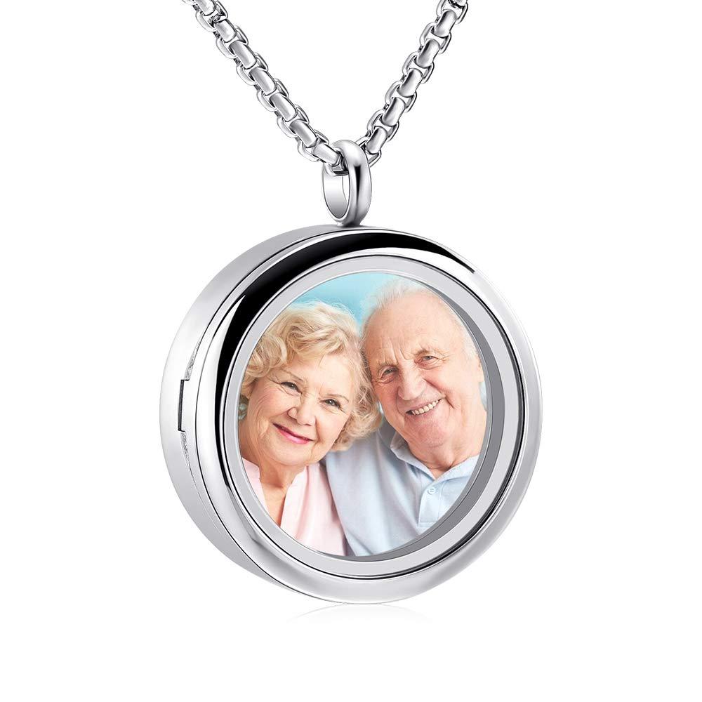 [Australia] - Oinsi Cremation Locket Necklace for Ashes of Loved One Carry Photo Glass Memorial Urn Jewelry 316L Stainless Steel Keepsake Gifts Glass design 