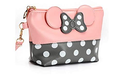 [Australia] - Cartoon Leather Travel Makeup Handbag, Cute Portable Cosmetic bag Toiletry (Pink) 