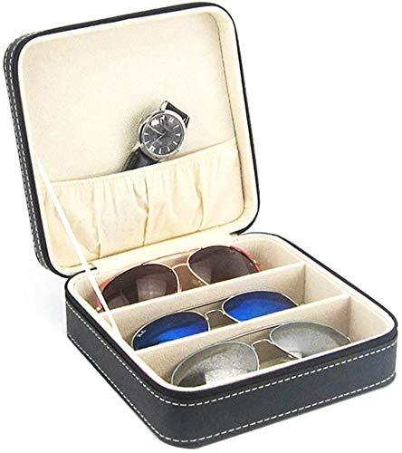 [Australia] - Olpchee Portable 3-Slot Glasses Storage Travel Sunglass Organizer Zipper Box Jewelry Leatherette Display Case Collector 