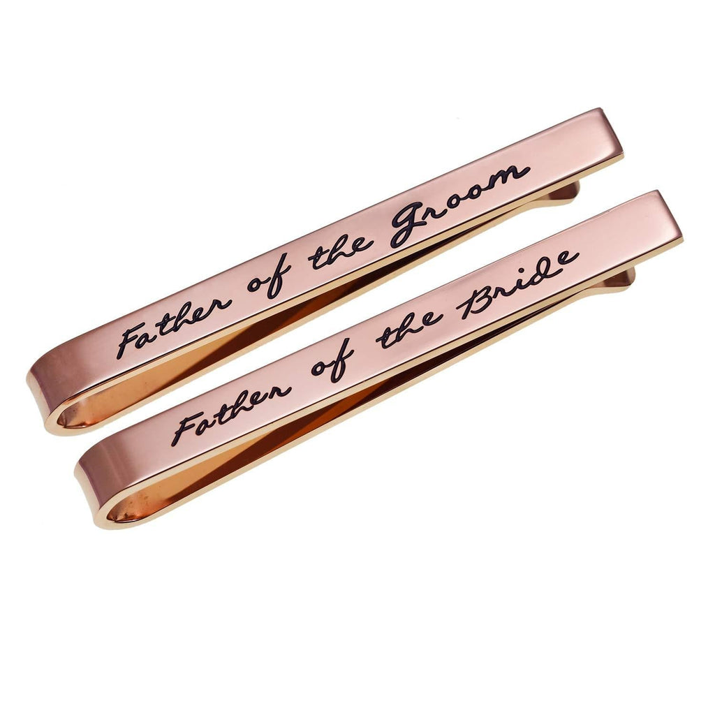 [Australia] - Melix Home Father of The Groom Father of The Bride Gifts Tie Clip Wedding Tie Clip Set Stainless Steel Tie Bar Wedding Party Day Present for Man Set of 2 Rose Gold 