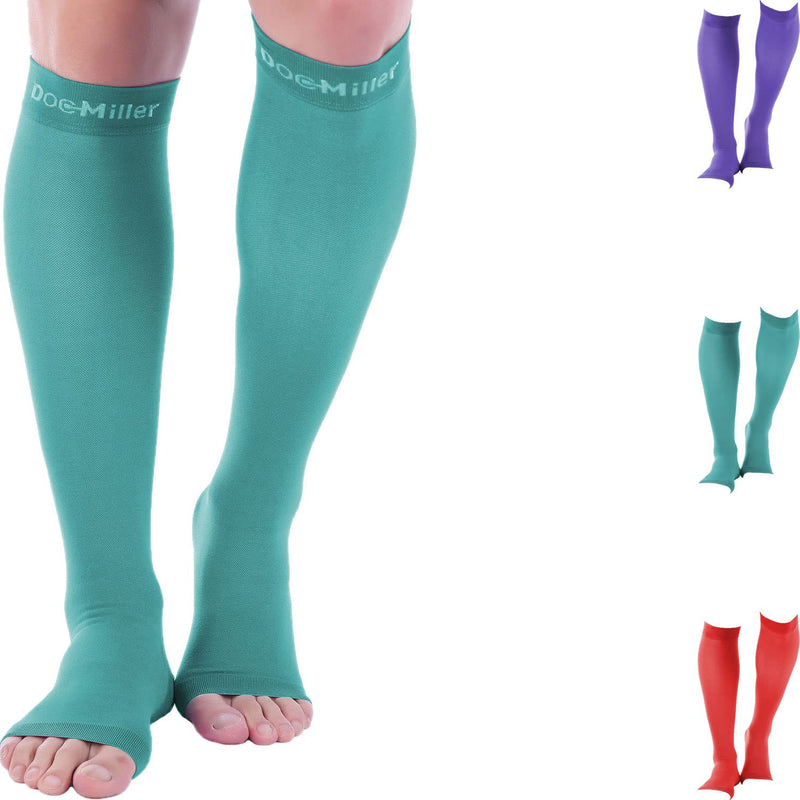 [Australia] - Doc Miller Toeless Compression Socks Women Men - 1 Pair 20-30mmHg, Recovery from Shin Splints, Joints Inflammation 3x-Large Tall Teal 