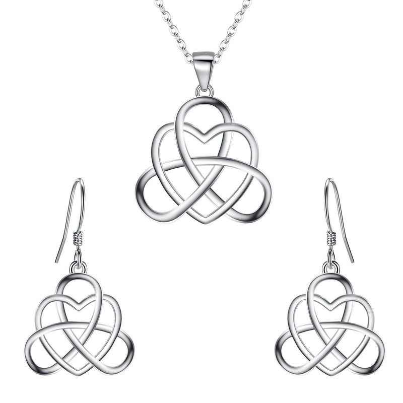 [Australia] - BriLove 925 Sterling Silver Endless Love Vintage Irish Celtic Knot Jewelery for Womens Triquetra Knot set 
