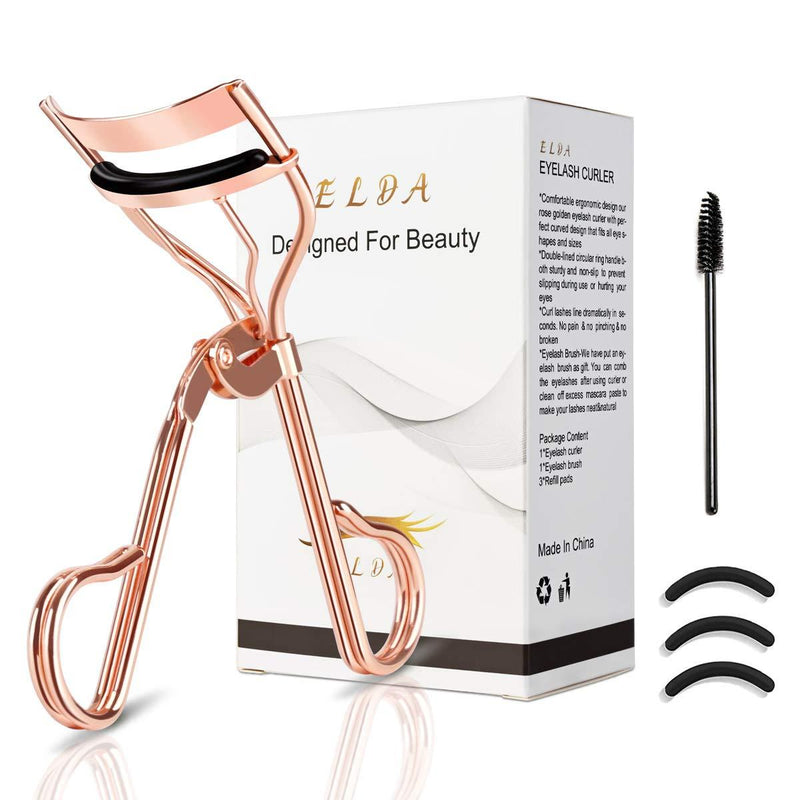 [Australia] - ELDA Eyelash Curler Golden Professional Lash Curler Set With Eyelash Brush & Refill Replacement Pads Lashes Curler No Pinching Eyelashes Curler Fits All Eye Shapes rose gold 