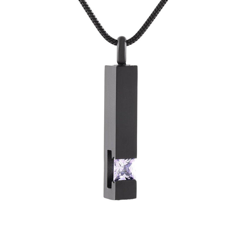 [Australia] - Inlay Multi-Colored Crystal Bar Memorial Urn Necklaces for Cremation Ashes Stainless Steel Keepsake Jewelry Light Purple 